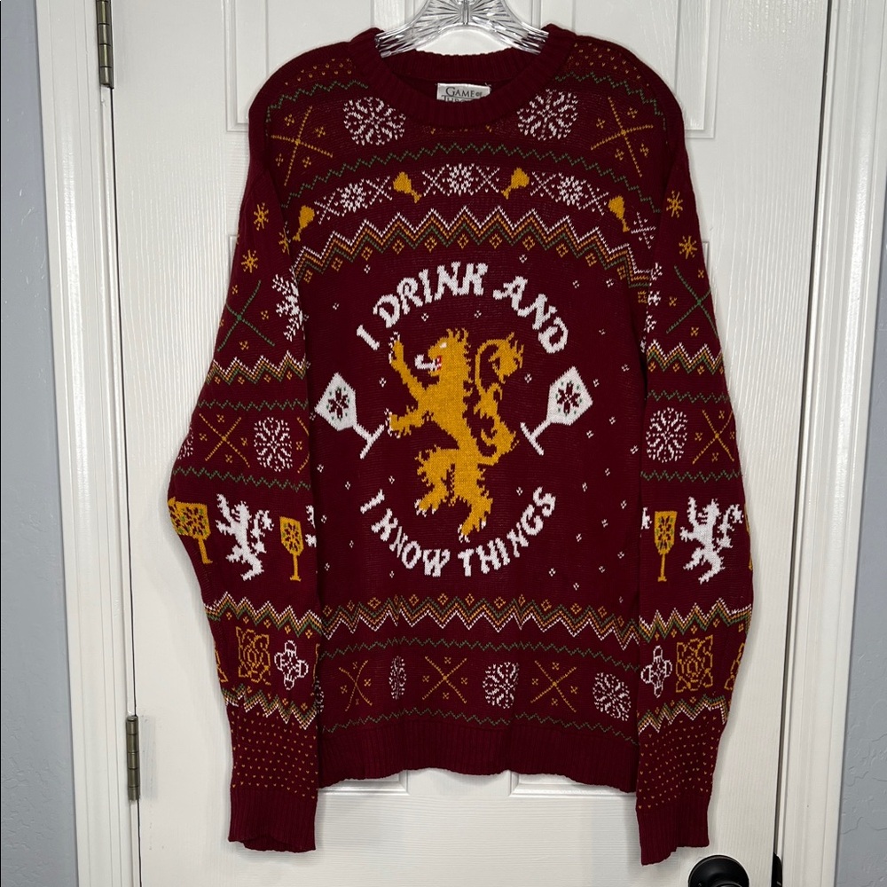 Game of Thrones holiday sweater men’s XL maroon yellow green